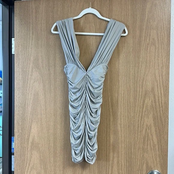 Keanan Plunging Ruched Mini Dress - Picture 4 of 8